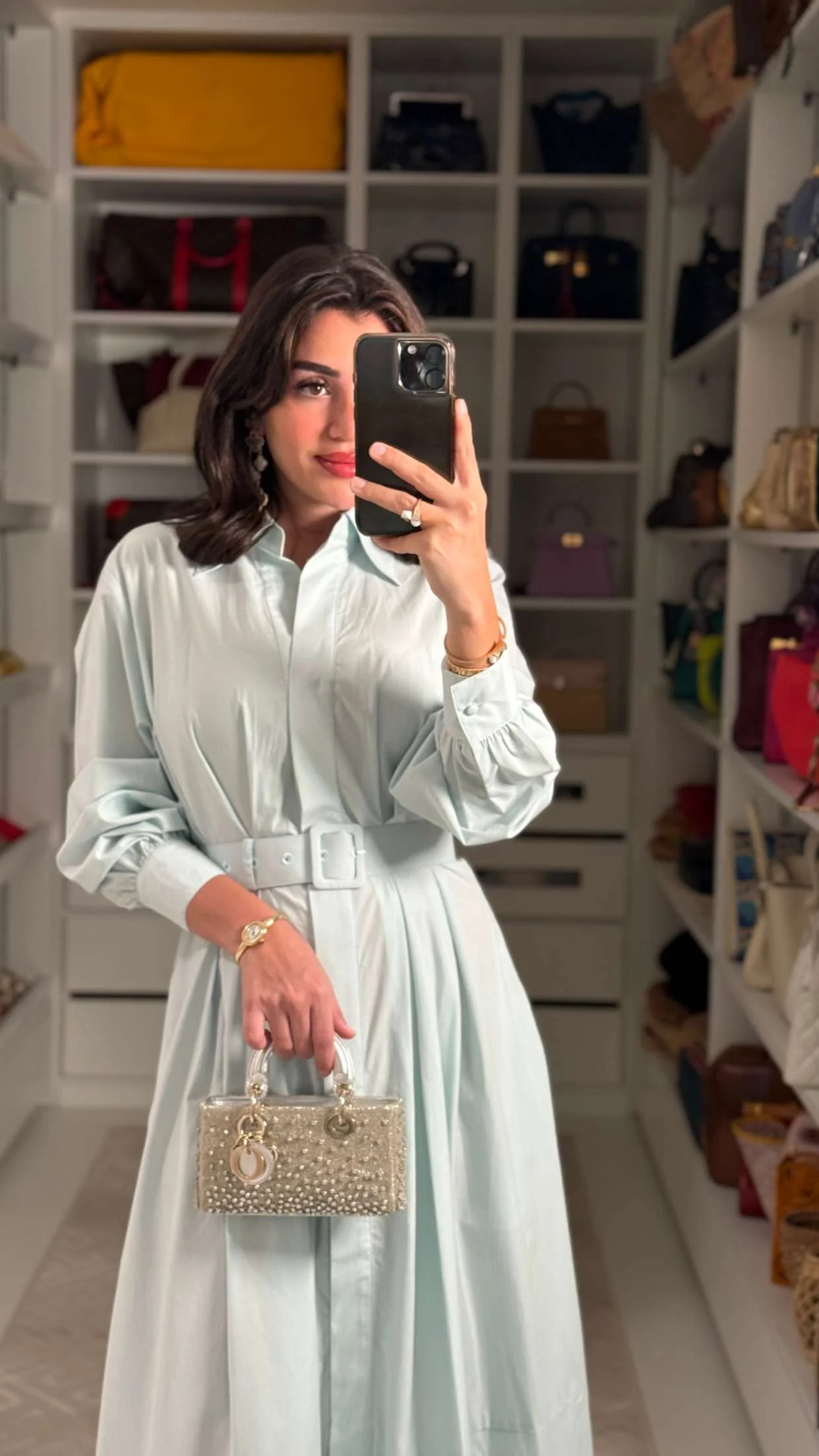 فستان ازرق بوبلين نمط قميص - Image 3