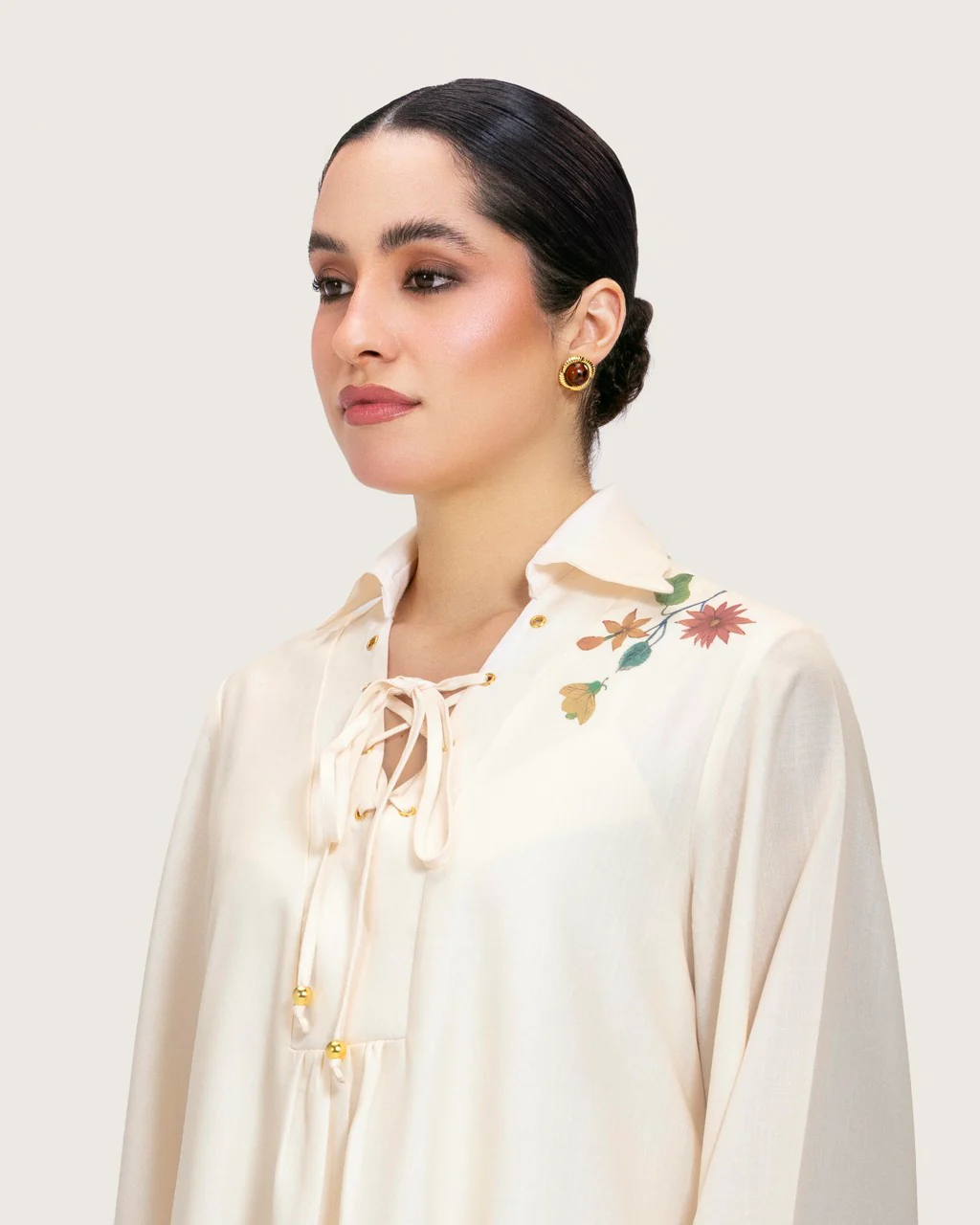 فستان كتان A-Line فضفاض بطبعة زهور ناعمة - Image 5